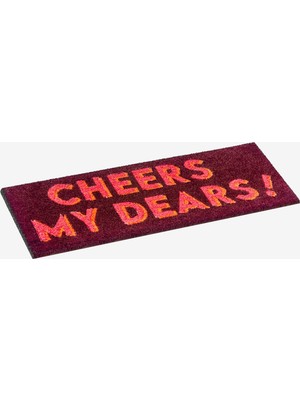 Gift Company Kırmızı Hindistan Cevizi Lifi Cheers My Dears Kapı Önü Paspası 30X75 cm