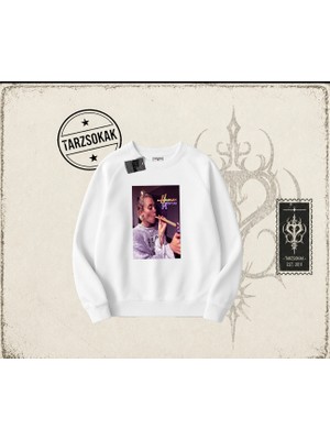 Tarzsokak Unisex Hannah Montana Oversize Unisex Bisiklet Yaka Sweatshirt Beyaz