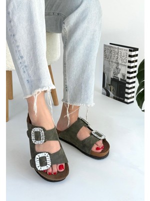 DMR Elegance Nool Yeşil Nubuk Terlik