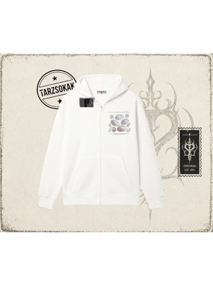 Tarzsokak Unisex Hampter Is Calling Oversize Unisex Hırka & Çeket Fermuarlı Sweatshirt Beyaz