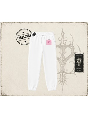 Tarzsokak Unisex Gang Gang Unisex Jogger Eşofman Altı Beyaz