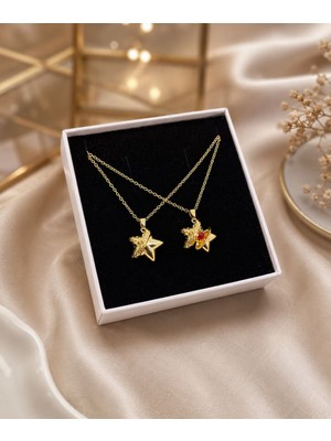 Gözde Aksesuarım Içi Açılabilir Gold Renk Yıldızlı Çelik Kolye
