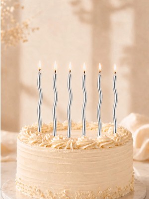 Spiral Pasta Mumu Gümüş 15 cm 6'lı