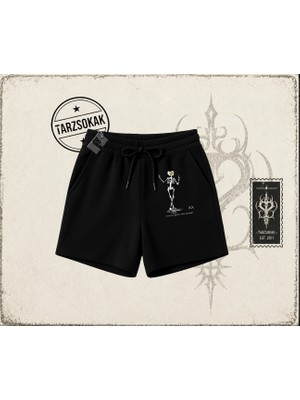 Tarzsokak Unisex Iskelet Cactus Unisex Şort Beyaz