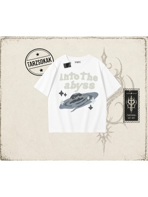 Tarzsokak Unisex Into The Abyss Oversize Unisex Tişört Beyaz