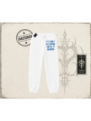 Tarzsokak Unisex It's Only Delusion Unisex Jogger Eşofman Altı Beyaz