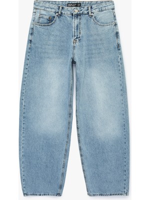 Koton Normal Bel Pamuklu Oversize Bol Barrel Fit Jean Pantolon