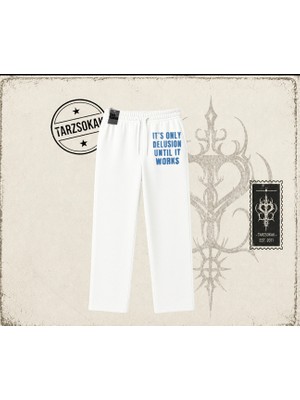 Tarzsokak Unisex It's Only Delusion Unisex Baggy Eşofman Altı Beyaz