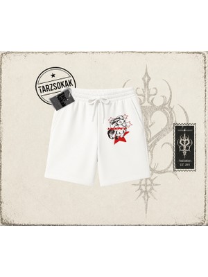 Tarzsokak Unisex Horny Star Unisex Şort Beyaz