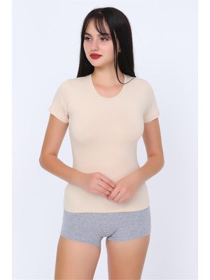 Obje Kadın Ten Cotton Yarım Kol Fanila