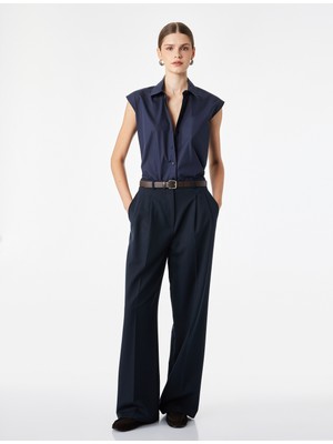 Koton Pamuklu Boxy Fit Kolsuz Poplin Gömlek