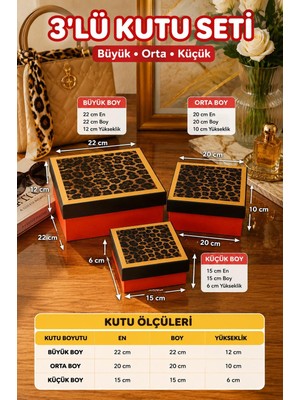 Kolix Hediyelik 3 'lü Dekoratif Kutu Leopar Model Premium Paketleme Kutusu