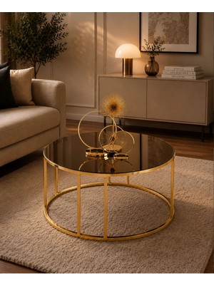 Sedaş Living Units Salon Orta Bronz Aynalı Ayna (Gold) Metal Ayak Orta Sehpa