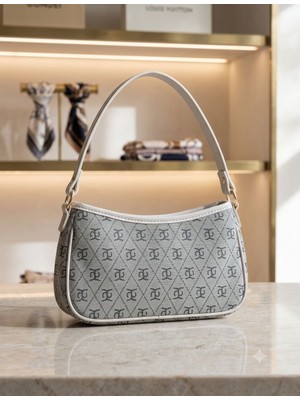 Raksin Vintage Monogram Askılı Kadın Omuz Çantası - Şık Baget Kol Çantası