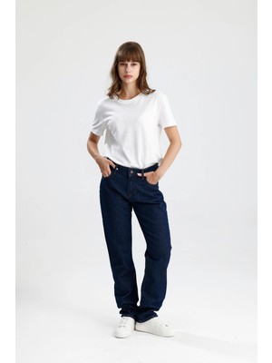 Özel Üretim %100 Pamuk Nefes Alabilir Koyu Indigo Denim Hafif Bol RICKY15 Kadın Jean Pantolon