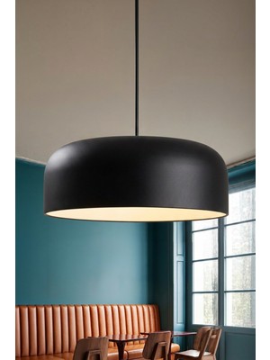 Marrien Marella Modern Siyah Metal Sarkıt (30 cm)  Yemek Masası Üstü Avize  Mutfak & Salon Aydınlatması