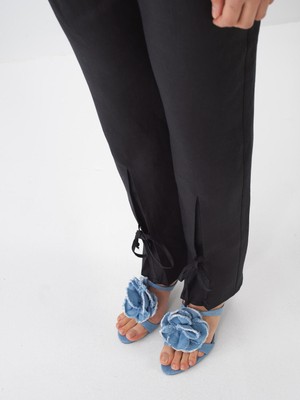 Xint Kadın Siyah %100 Keten Regular Fit Pantolon