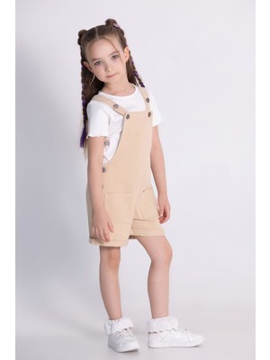Dmb Boys & Girls Pamuk Tişört ve Gabardin Kız Çocuk Şortlu Tulum 2'li Takım