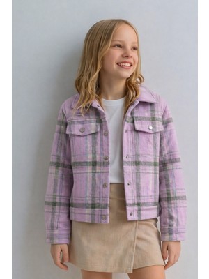 Esila Kids Kız Çocuk Kaşe Ceket Ekose Oduncu Gömlek