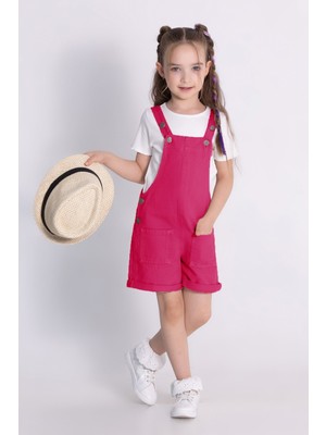 Dmb Boys & Girls Pamuk Tişört ve Gabardin Kız Çocuk Şortlu Tulum 2'li Takım