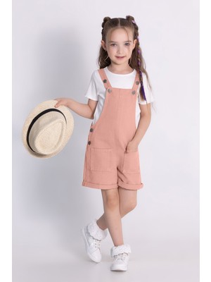 Dmb Boys & Girls Pamuk Tişört ve Gabardin Kız Çocuk Şortlu Tulum 2'li Takım