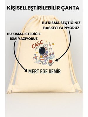 Esila Kids Erkek Çocuk Kıyafet Kesesi Özel Isim Yazılı Kişiselleştirilebilir Ip Kapamalı Su Geçirmez 30X40 cm