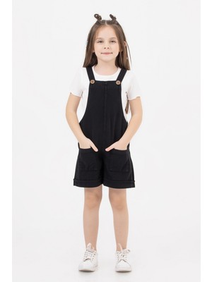 Dmb Boys & Girls Pamuk Tişört ve Gabardin Kız Çocuk Şortlu Tulum 2'li Takım