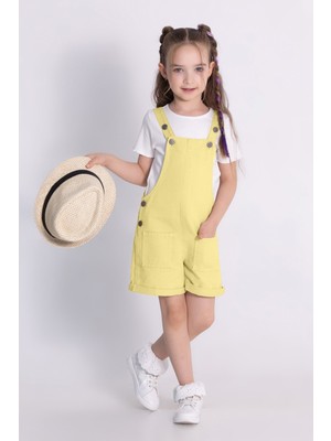 Dmb Boys & Girls Pamuk Tişört ve Gabardin Kız Çocuk Şortlu Tulum 2'li Takım