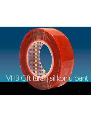 Hereveoyuncak Çift Taraflı Akrilik Silikonize Bant 18 Mmm x 2 Metre Kırmızı Vhb