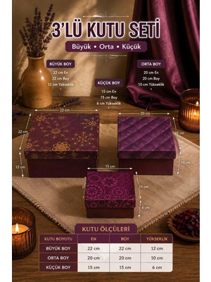Kolix Hediyelik 3 'lü Dekoratif Kutu Lalezar Model Premium Paketleme Kutusu