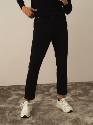 Xint Erkek Siyah Esnek Dokulu Regular Fit Jogger Pantolon
