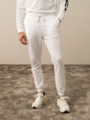 Xint Erkek Kırık Beyaz Pamuk Dokulu Regular Fit Sweat Pantolon