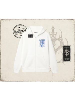 Tarzsokak Unisex Light Trapped In Matter Oversize Unisex Hırka & Çeket Fermuarlı Sweatshirt Beyaz