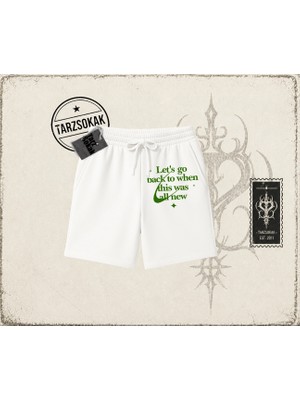 Tarzsokak Unisex Let's Go Back Unisex Şort Beyaz