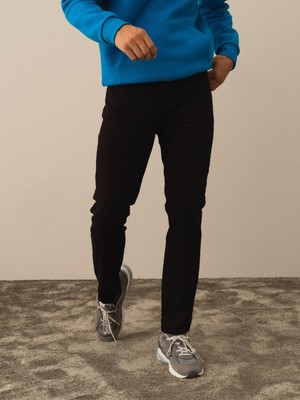 Xint Erkek Siyah Pamuk Dokulu Slim Fit Pantolon