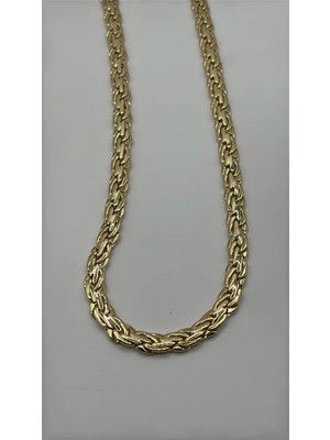 Stelle Jewelry 45 cm 14 Ayar Altın Renk Paslanmaz Çelik Kral Zincir Kolye – Unisex Kalın Zincir Kolye | Kararmaz Çelik Kolye