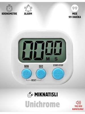 Beyaz Renk Dijital Ekranlı Alarmlı Mıknatıslı Mutfak Zamanlayıcı
