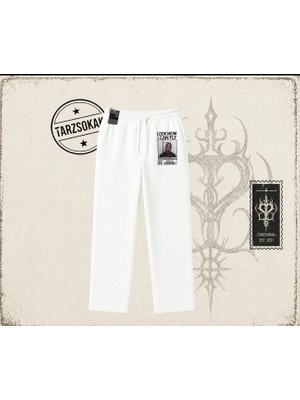 Tarzsokak Unisex Look Mom I Can Fly Unisex Baggy Eşofman Altı Beyaz