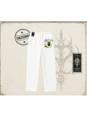 Tarzsokak Unisex Matcha Unisex Baggy Eşofman Altı Beyaz