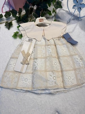 Mummys Love Kız Çocuk Brodeli Elbise - %100 Doğal Pamuk - Ekru