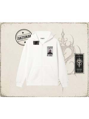 Tarzsokak Unisex Look Mom I Can Fly Oversize Unisex Hırka & Çeket Fermuarlı Sweatshirt Beyaz