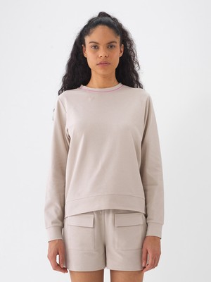 Xint Kadın Taş Rengi Pamuk Dokulu Regular Fit Sweatshirt