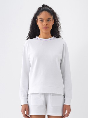 Xint Kadın Beyaz Pamuk Dokulu Regular Fit Sweatshirt