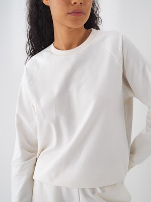 Xint Kadın Ekru Pamuk Dokulu Regular Fit Sweatshirt