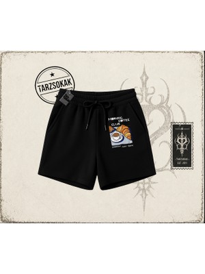Tarzsokak Unisex Morning Coffee Club Unisex Şort Beyaz