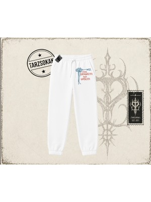 Tarzsokak Unisex More Spaghetti Unisex Jogger Eşofman Altı Beyaz