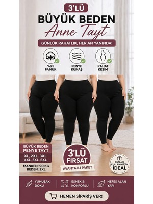 Medament 3’lü Büyük Beden Anne Penye Tayt – Gün Boyu Rahatlık & Avantajlı Paket