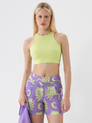 Xint Kadın Yeşil Pamuk Dokulu Slim Fit Atlet