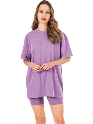 Obje Kadın Lila Oversize T-Shirt