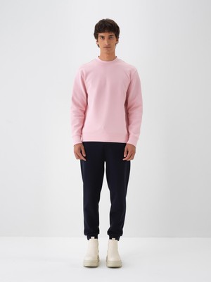 Erkek Pembe Pamuk Dokulu Regular Fit Sweatshirt